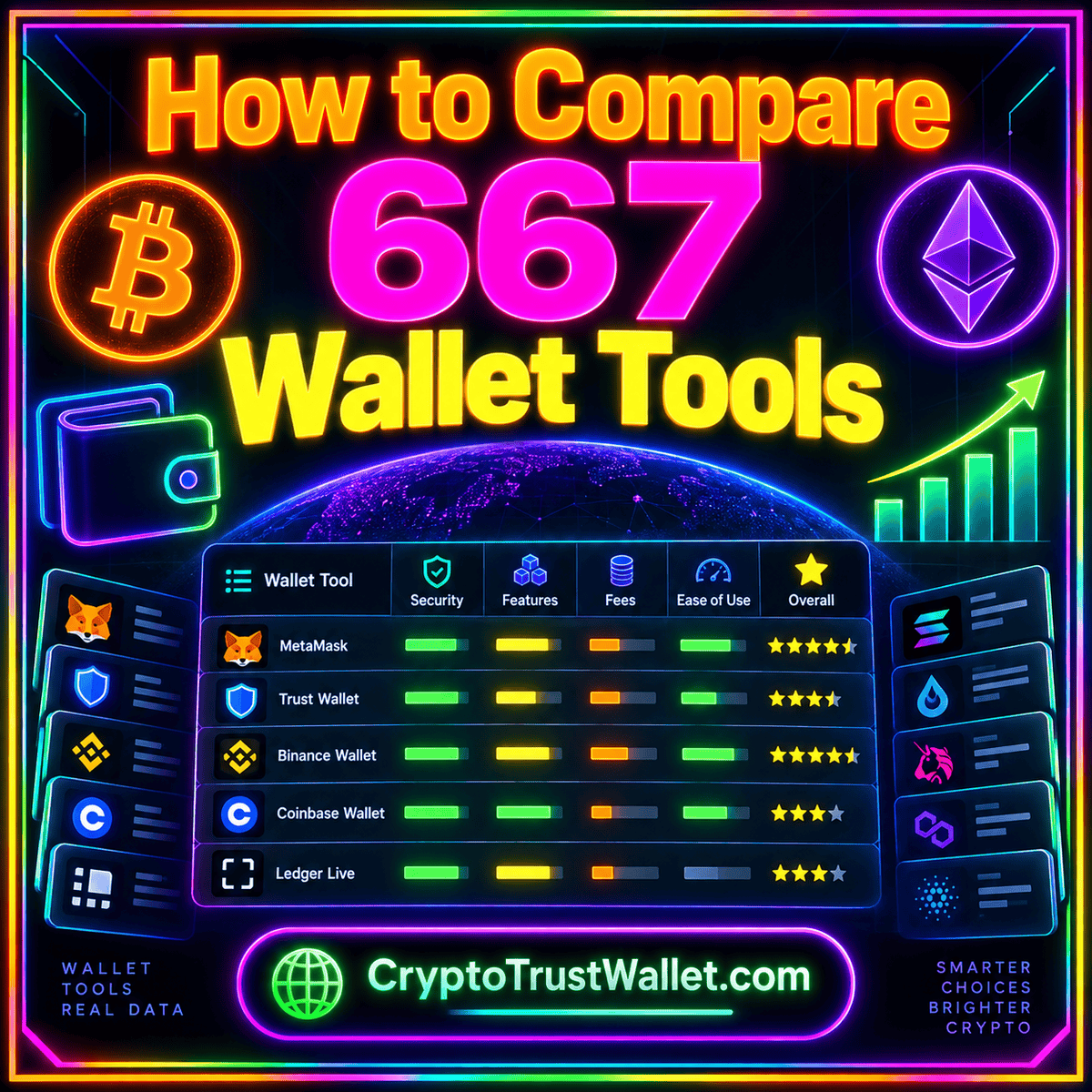 How to Compare 667 Wallet Tools Using Source Evidence — neon typography illustration